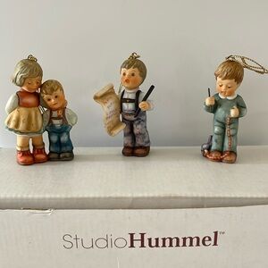 Vintage, A Berta Hummel Christmas Porcelain Set #4 Boxed Ornaments, Set of 3